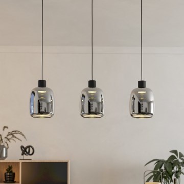 Eglo - LED RGBW Ljusreglerad ljuskrona på textilsladd 3xLED/3,7W/230V 2700-6500K grå