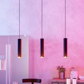 Eglo - LED RGBW Ljusreglerad ljuskrona på textilsladd 3xLED/3,7W/230V 2700-6500K svart