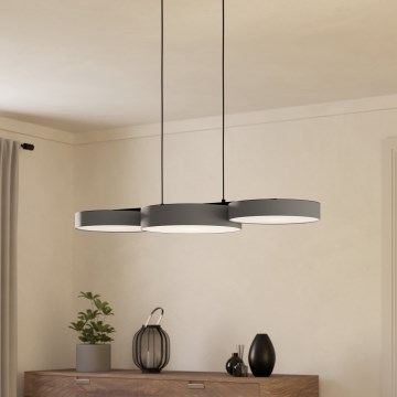 Eglo - LED RGBW Ljusreglerad ljuskrona på textilsladd 3xLED/7,5W/230V 2700-6500K grå