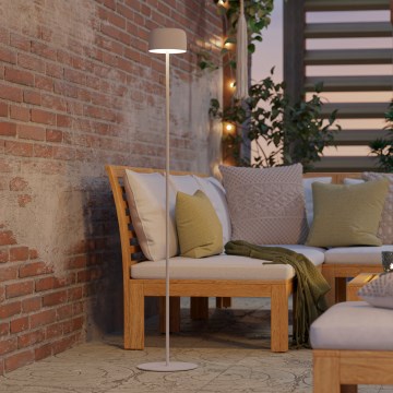 Eglo - LED solcellsuppladdningsbar touchstyrd golvlampa LED/2,8W/3,7V 1800 mAh IP44 vit