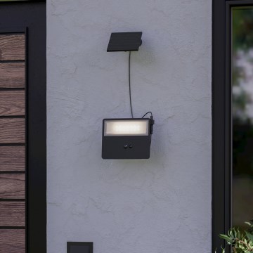 Eglo - LED solcellsvägglampa med sensor LED/8,7 W/3,7 3600 mAh IP44 svart