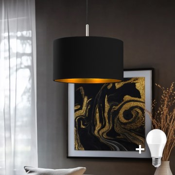 Eglo - LED Takpendel med lina TUNJA 1xE27/60W/230V svart