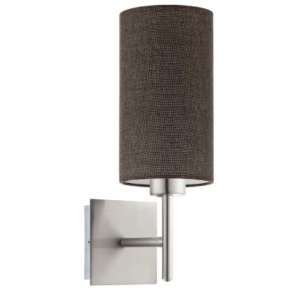 Eglo - LED  Vägglampa TUNJA 1xE27/60W/230V mattkrom/brun