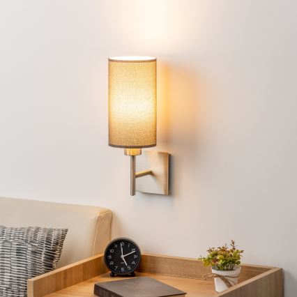 Eglo - LED  Vägglampa TUNJA 1xE27/60W/230V mattkrom/brun