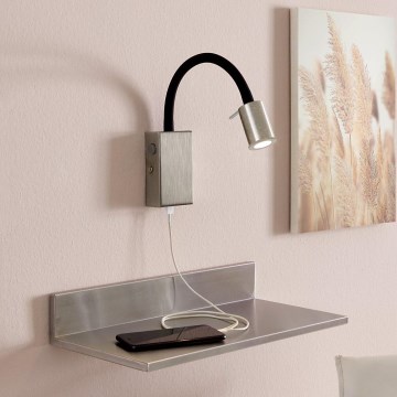 Eglo - LED väggspot med USB-laddare LED/3,5W/230V matt krom