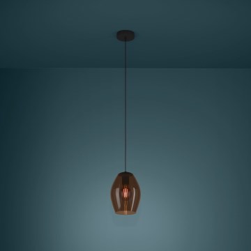 Eglo - Ljuskrona med textilsladd 1xE27/40W/230V brun