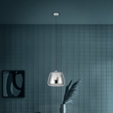 Eglo - Ljuskrona med textilsladd 1xE27/40W/230V diameter 35 cm rökig