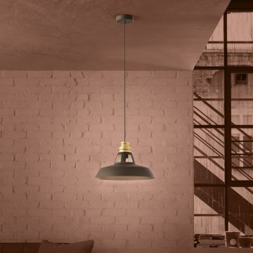 Eglo - Ljuskrona med textilsladd 1xE27/40W/230V svart/guld