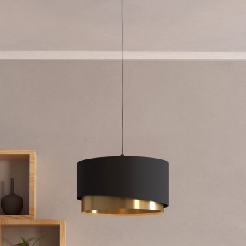 Eglo - Ljuskrona med textilsladd 1xE27/40W/230V svart/guld