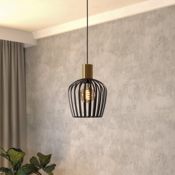 Eglo - Ljuskrona med textilsladd 1xE27/40W/230V svart/guld