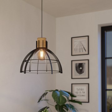 Eglo - Ljuskrona med textilsladd 1xE27/40W/230V svart