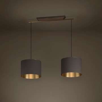 Eglo - Ljuskrona med textilsladd 2xE27/40W/230V brun/guld