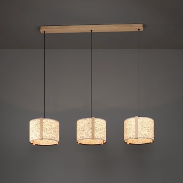 Eglo - Ljuskrona med textilsladd 3xE27/25W/230V beige