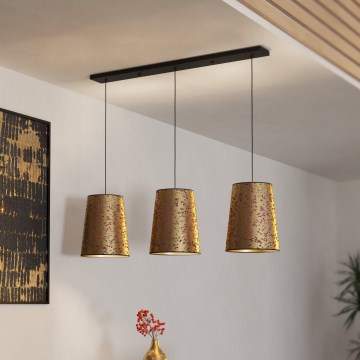 Eglo - Ljuskrona med textilsladd 3xE27/25W/230V guld/rosa