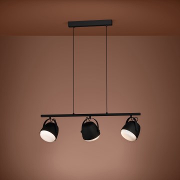 Eglo - Ljuskrona med textilsladd 3xE27/28W/230V svart