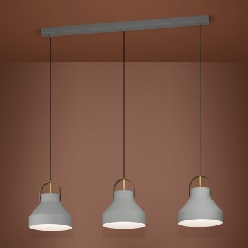 Eglo - Ljuskrona med textilsladd 3xE27/40W/230V grå