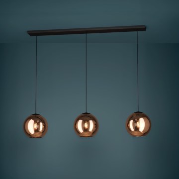 Eglo - Ljuskrona med textilsladd 3xE27/40W/230V koppar