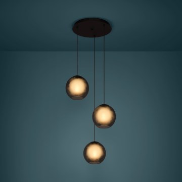 Eglo - Ljuskrona med textilsladd 3xE27/40W/230V rökig