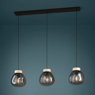 Eglo - Ljuskrona med textilsladd 3xE27/40W/230V rökig