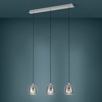 Eglo - Ljuskrona med textilsladd 3xE27/40W/230V rökig