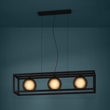 Eglo - Ljuskrona med textilsladd 3xE27/40W/230V rökig/svart