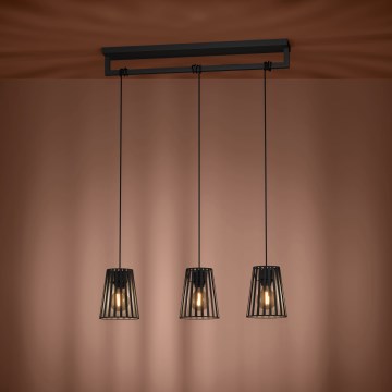 Eglo - Ljuskrona med textilsladd 3xE27/40W/230V svart