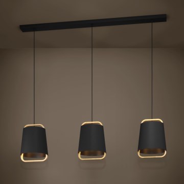 Eglo - Ljuskrona med textilsladd 3xE27/40W/230V svart