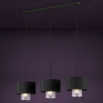 Eglo - Ljuskrona med textilsladd 3xE27/40W/230V svart