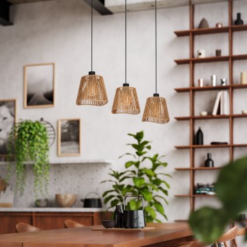 Eglo - Ljuskrona med textilsladd 3xE27/60W/230V brun