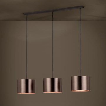 Eglo - Ljuskrona med textilsladd 3xE27/60W/230V koppar