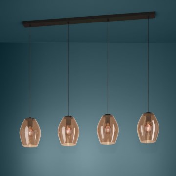 Eglo - Ljuskrona med textilsladd 4xE27/40W/230V brun