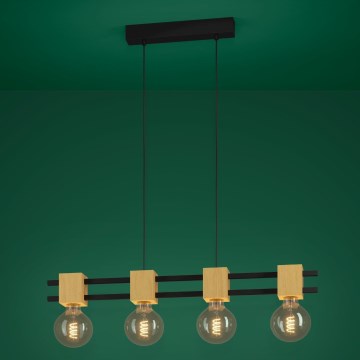 Eglo - Ljuskrona med textilsladd 4xE27/40W/230V svart/brun