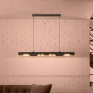 Eglo - Ljuskrona med textilsladd 4xE27/40W/230V svart/guld