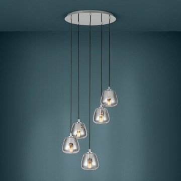 Eglo - Ljuskrona med textilsladd 5xE27/40W/230V rökig