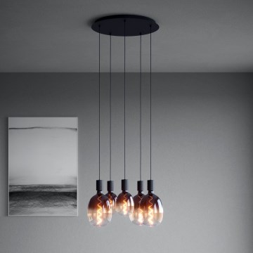 Eglo - Ljuskrona med textilsladd 5xE27/40W/230V svart