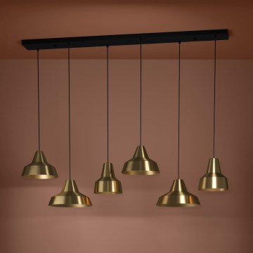 Eglo - Ljuskrona med textilsladd 6xE27/40W/230V guld