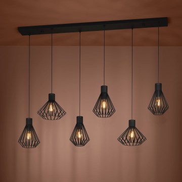 Eglo - Ljuskrona med textilsladd 6xE27/40W/230V svart