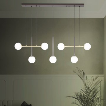 Eglo - Ljuskrona med textilsladd 7xE14/40W/230V guld/svart