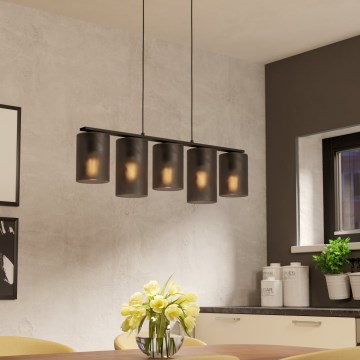 Eglo - Ljuskrona med textilsladd COLOMERA 5xE27/40W/230V grå