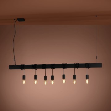 Eglo - Ljuskrona med textilsladd TOWNSHEND 7xE27/40W/230V svart