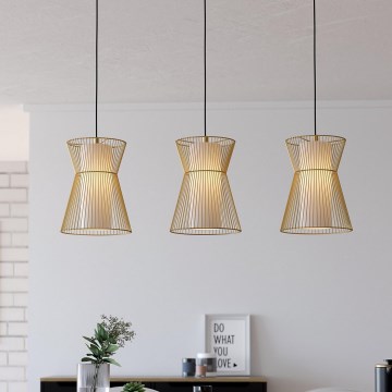 Eglo - Ljusskrona med upphängningsrem  3xE27/40W/230V gyllene 