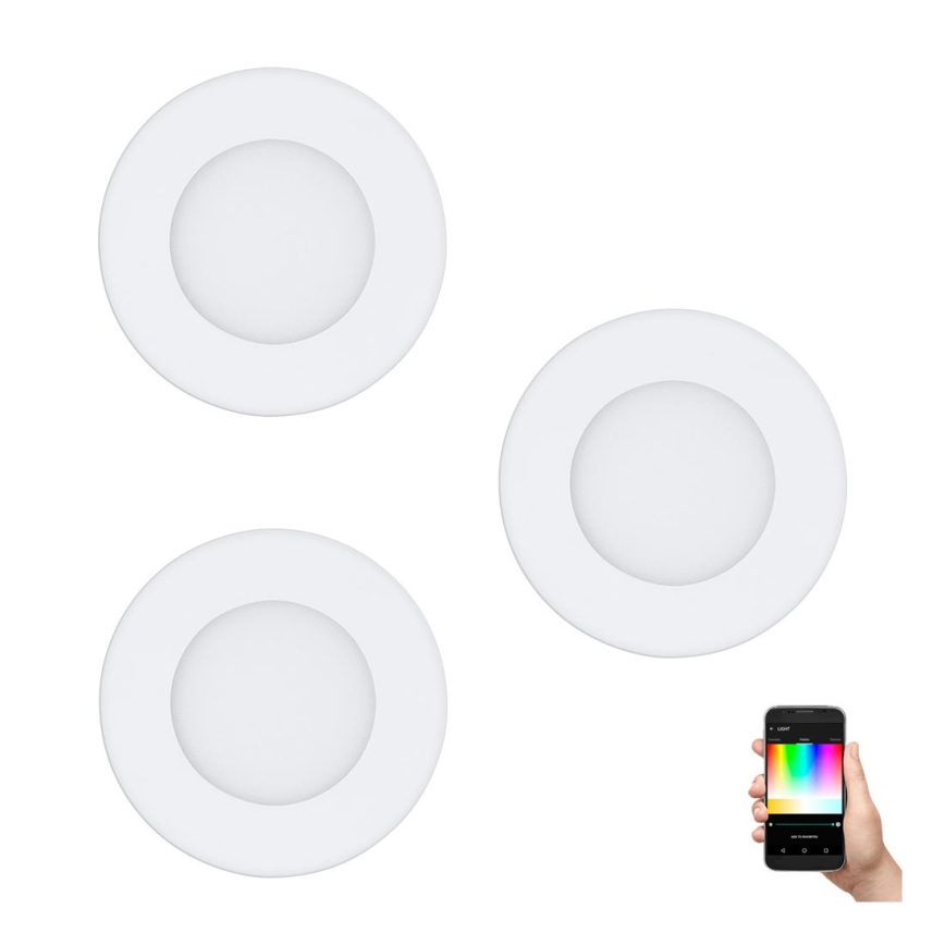 Eglo - Set med 3 RGB-dimbara infällda downlights FUEVA-C 1xLED/3W/230V Ø 8,5 cm