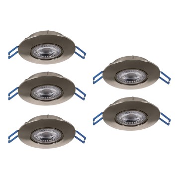 Eglo - Set med 5 LED-infällda takarmaturer LED/4,9W/230V 2700/4000/6500K Ø 9 cm mattkrom