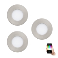 Eglo - Set om 3 dimbara LED RGB-infällda downlights FUEVA-C LED/3W/230V Ø 8,5 cm