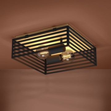 Eglo - Taklampa 2xE27/40W/230V svart/brun