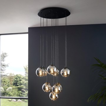 Eglo - Taklampa på vajer 10xE27/40W/230V svart/blank krom