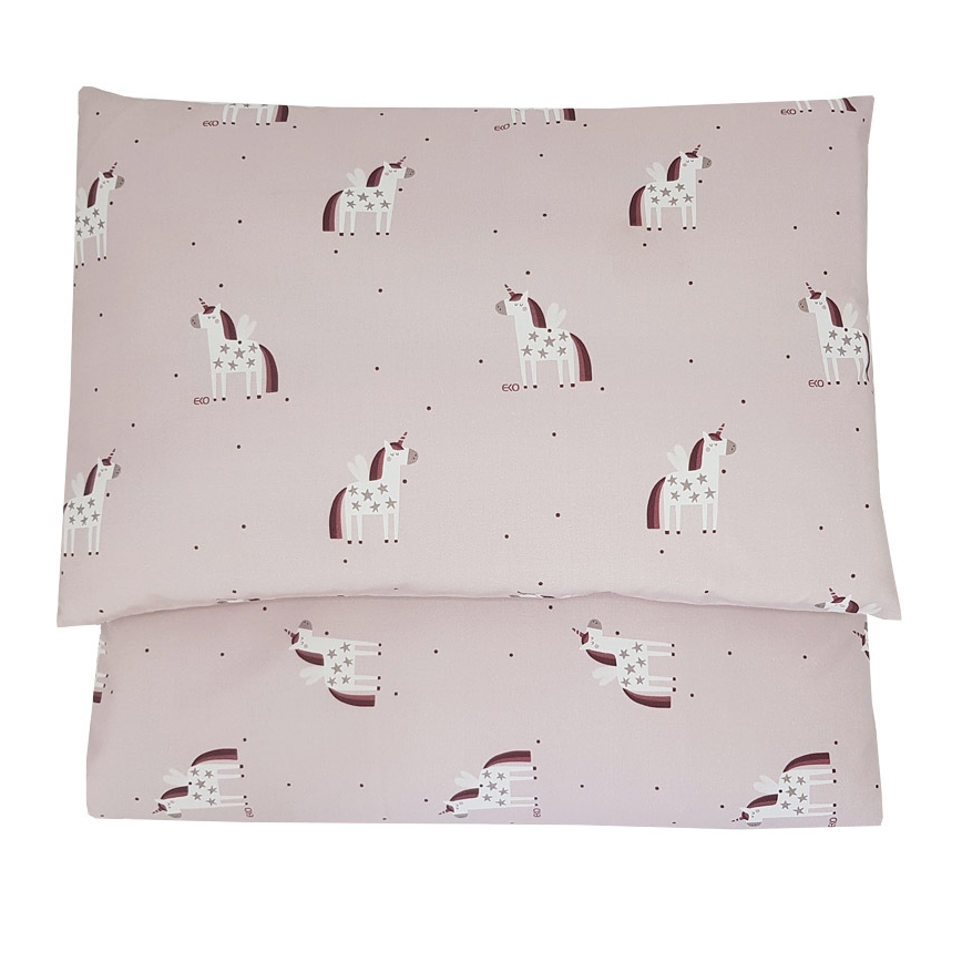EKO - Cotton muslin bed linen för the crib UNICORN 2-piece