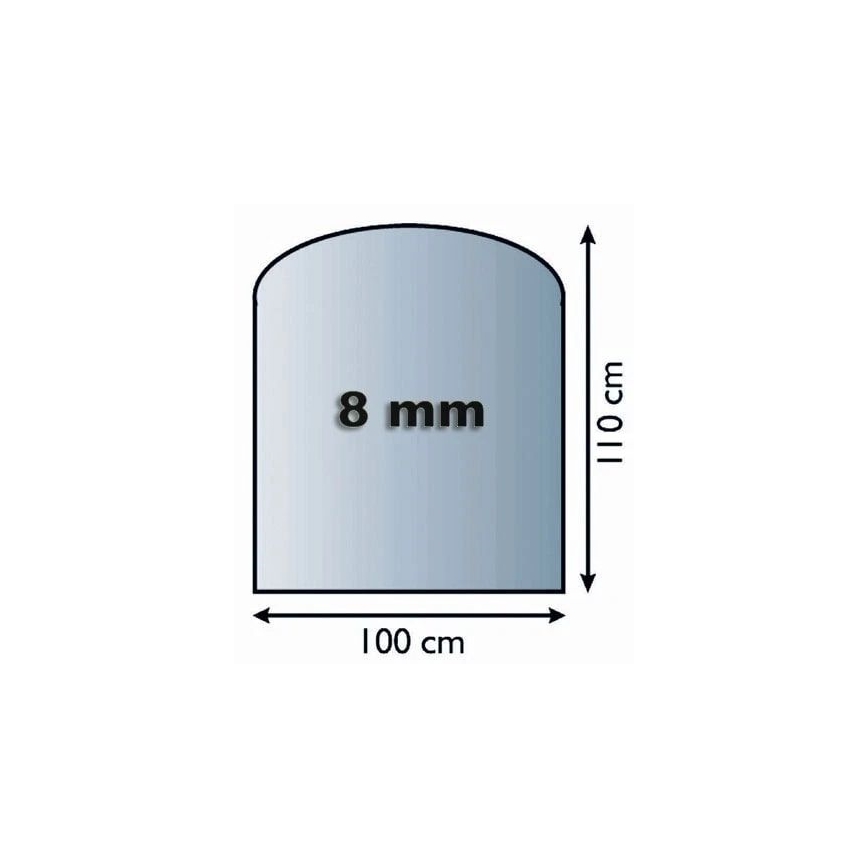Eldstad glasunderlägg 1100x1000x8 mm halvbåge