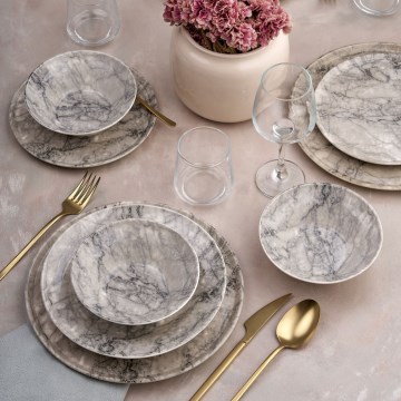 Elegant set med 24 delar, beige/grå, keramik