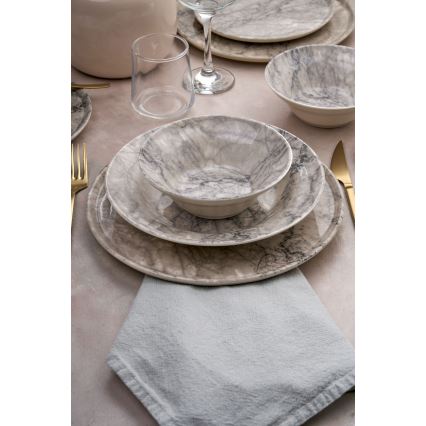 Elegant set med 24 delar, beige/grå, keramik